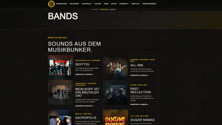 Bandübersicht auf der Website des Musikbunker Frankfurt