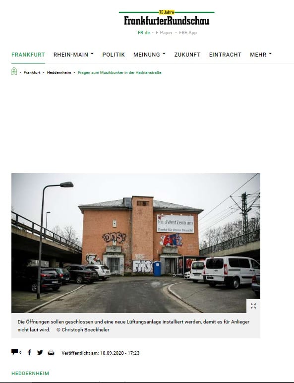 Frankfurter Rundschau vom 18.09.2020 – News-Grafik aus dem Musikbunker-Archiv