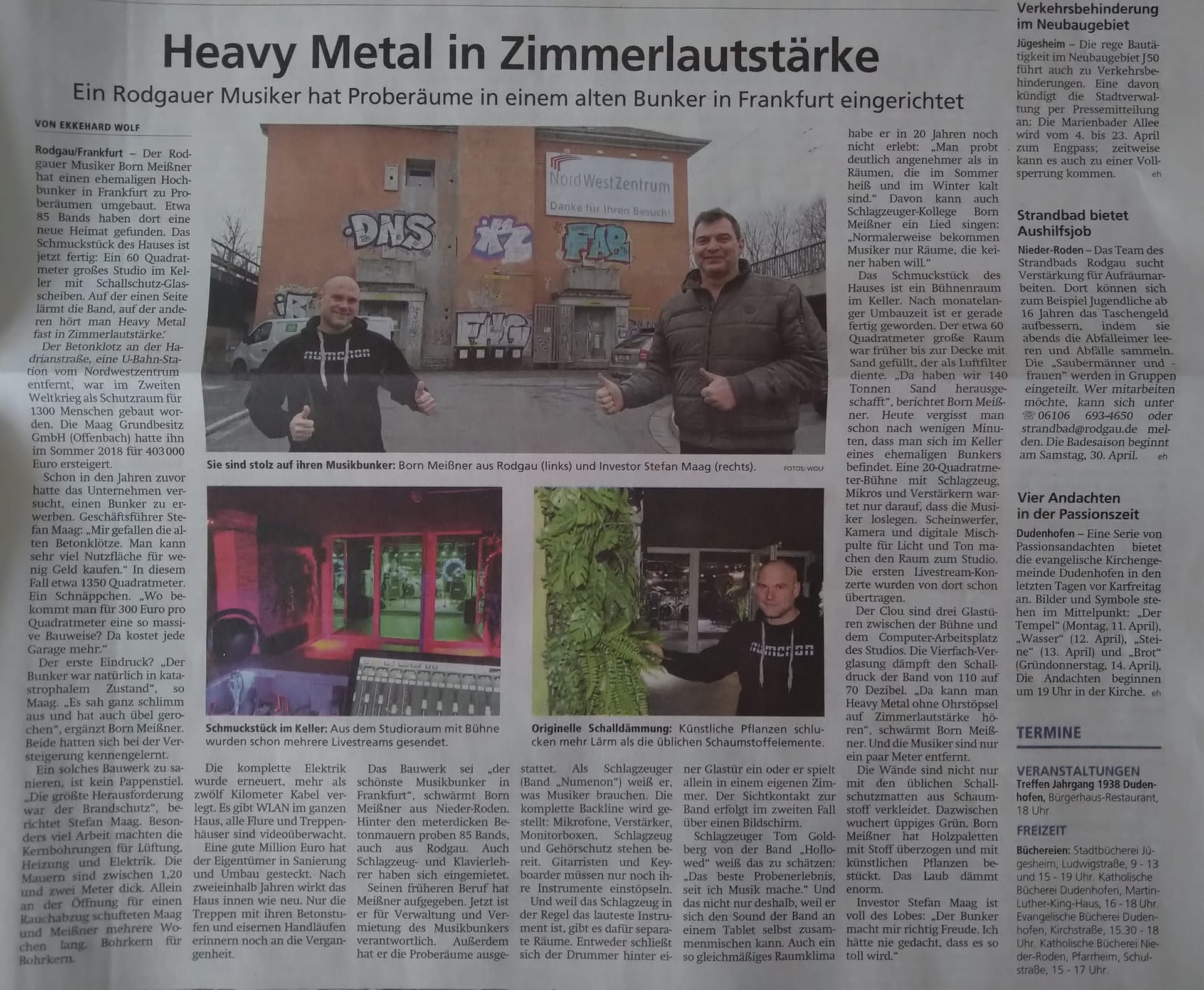 Offenbach Post vom 31.03.2022 – News-Grafik aus dem Musikbunker-Archiv